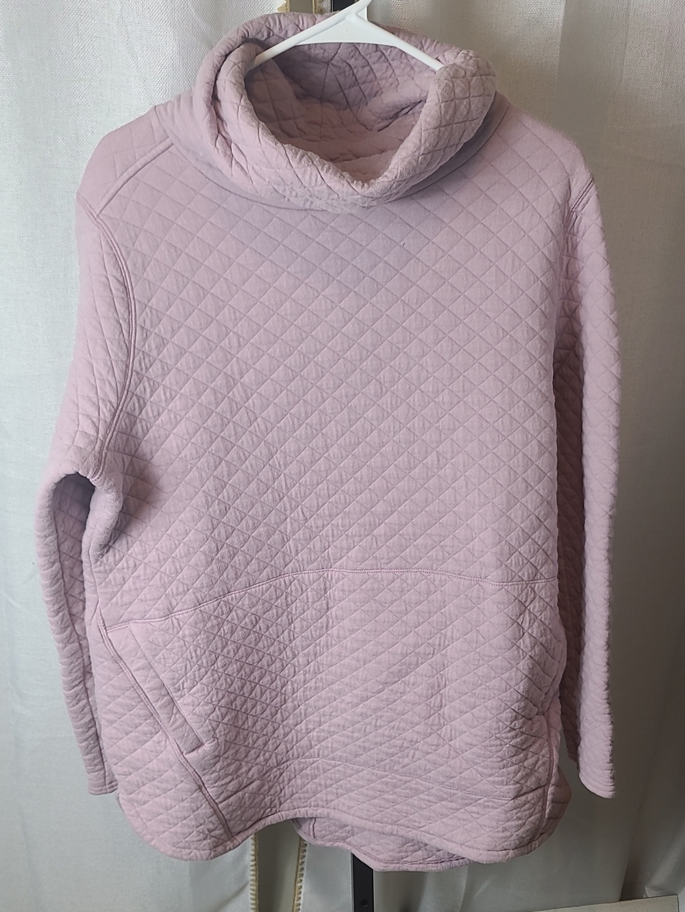 Duluth Trading Co. Quilted Pullover Small Cowl Neck Lavender Sweatshirt XL.